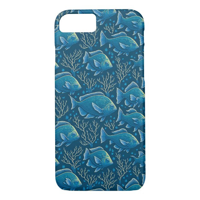 Capa Para iPhone, Case-Mate Padrão de Peixe Azul (Verso)