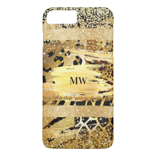 Capa Para iPhone, Case-Mate Padrão de pele animal Safari brilha inicial (Verso)