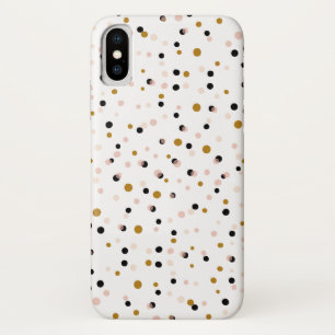 Capa Para iPhone Da Case-Mate Padrão de Pontos de Confetti Modernos, Rosa e Dour