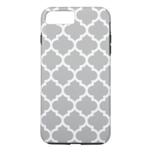 Capa Para iPhone Da Case-Mate Padrão de Quatrefoil Marroquino Branco da cinza #5