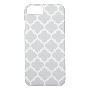 Capa Para iPhone Da Case-Mate Padrão de Quatrefoil Marroquino Branco de Cinzas C