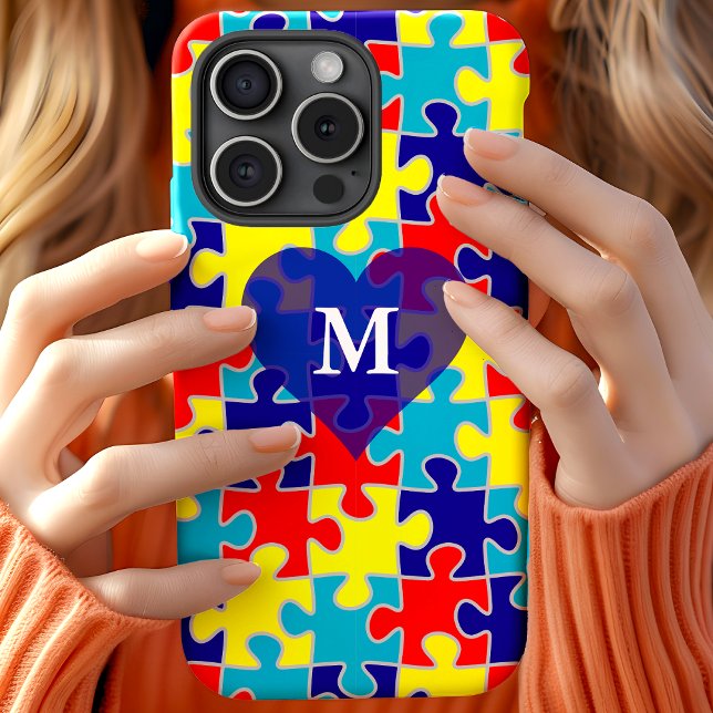 Capa Para iPhone, Case-Mate Padrão de quebra-cabeça Monograma de conscientizaç (Criador carregado)
