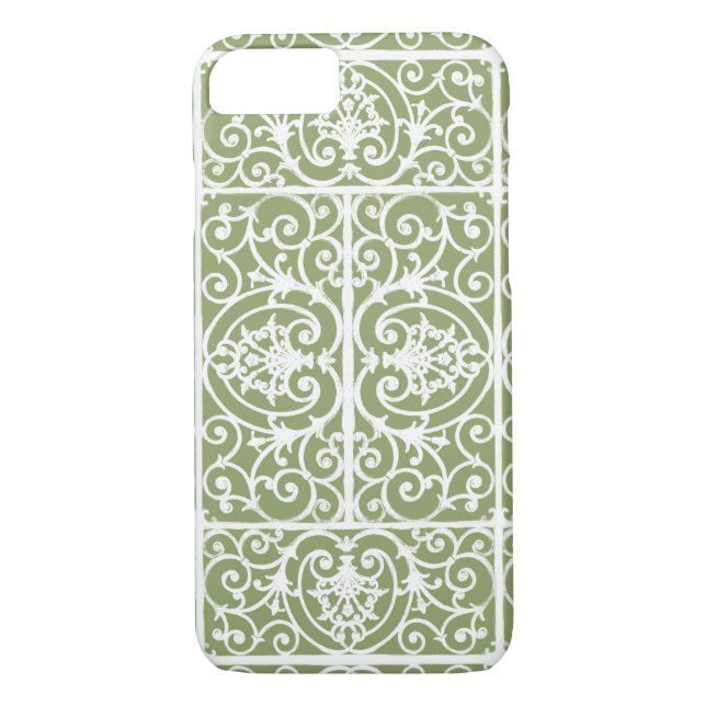 Capa Para iPhone, Case-Mate Padrão de rolagem verde-oliva (Verso)