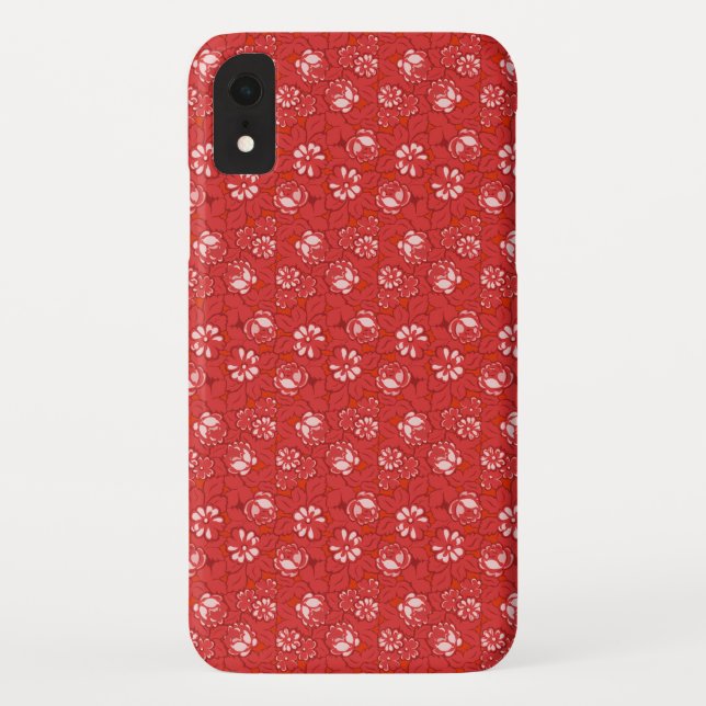 Capa Para iPhone, Case-Mate Padrão de rosa em vermelho (Verso)