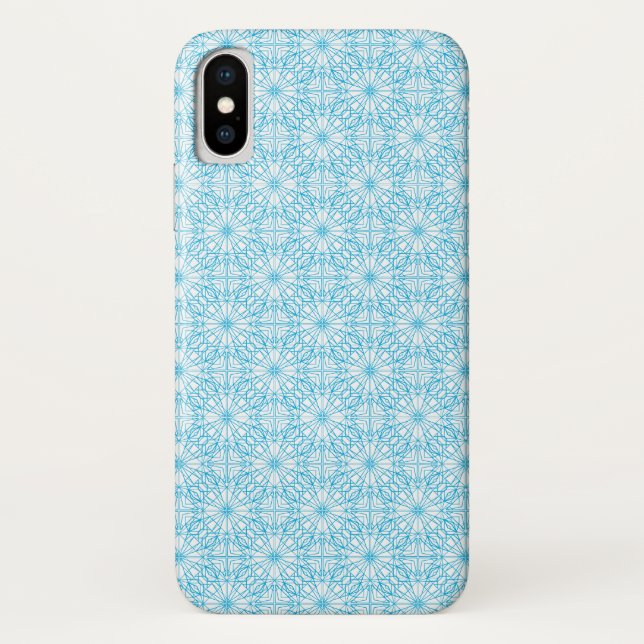 Capa Para iPhone, Case-Mate Padrão de simetria geométrica branca azul-claro br (Verso)