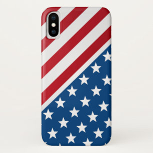 Capa Para iPhone X Padrão de Sinalizador Vermelho e Azul Americano