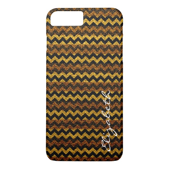 Capa Para iPhone, Case-Mate Padrão de Stripes Chevron Amarelo de Couro (Verso)