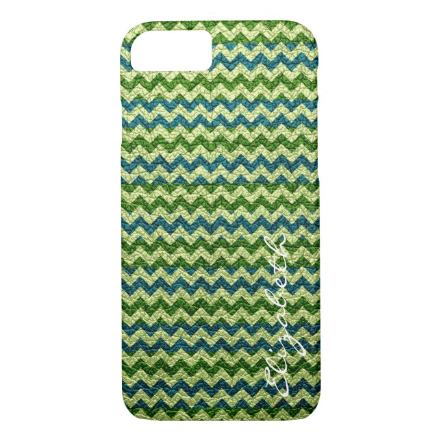 Capa Para iPhone, Case-Mate Padrão de Stripes Chevron de Casa Verde (Verso)