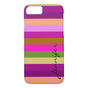 Capa iPhone 8/ 7 Padrão de Stripes Coloridas Retroativas #30