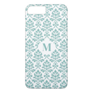 Capa iPhone 8 Plus/7 Plus Padrão de Teal Feuille Damask (Personalizado)