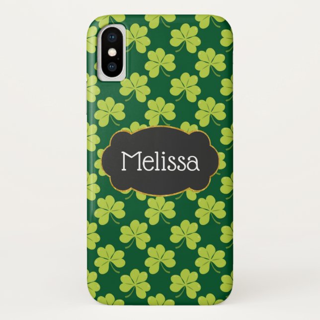 Capa Para iPhone, Case-Mate Padrão de trevo verde bonito com uma moldura de Ri (Verso)
