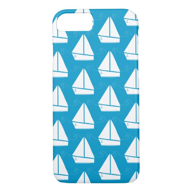 Capa Para iPhone, Case-Mate Padrão de veleiro azul claro (Verso)