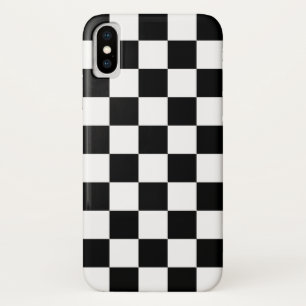 Capa Para iPhone X Padrão de Verificação Preto e Branco