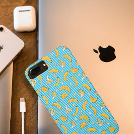 Capa iPhone 8/ 7 Padrão de vetor de faixa de banana | Azul-turquesa