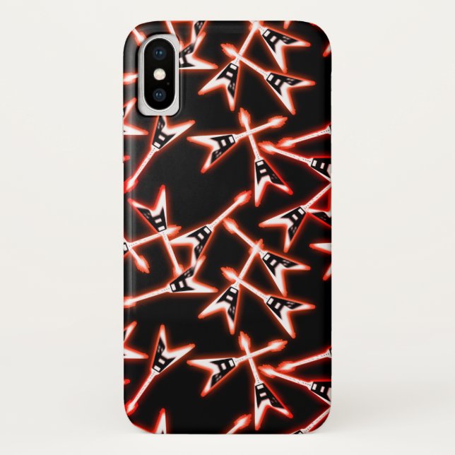 Capa Para iPhone, Case-Mate Padrão de Violão Elétrico de Metal Vermelho e Negr (Verso)