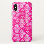 Capa Para iPhone Da Case-Mate Padrão de Wallpaper Art Deco, cor-de-rosa Fuchsia<br><div class="desc">Padrão geométrico de wallpaper Art Deco em tons cor-de-rosa,  rosas claro e vermelho com creme num fundo cor-de-rosa fuchsia profundo</div>