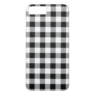 Capa iPhone 8 Plus/7 Plus Padrão de Xadrez de Buffalo Branco Negro