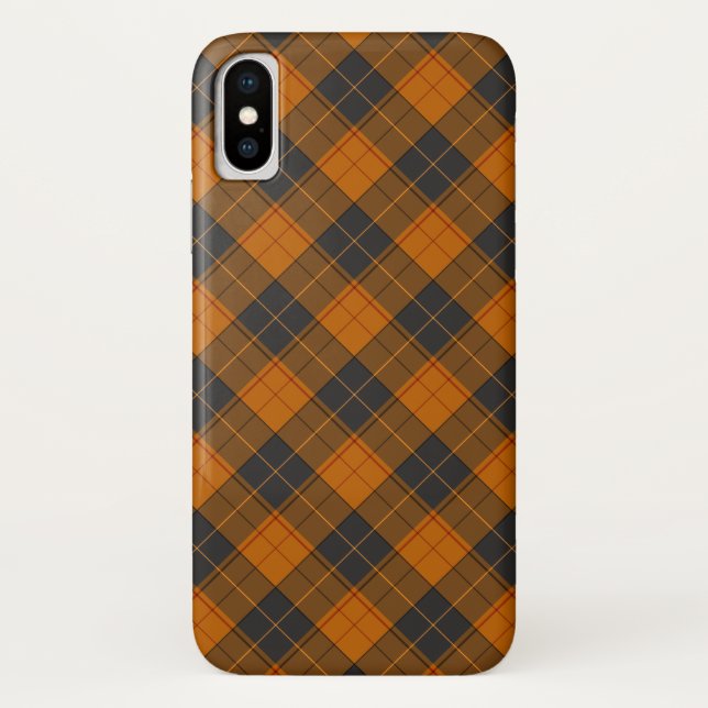Capa Para iPhone, Case-Mate Padrão diagonal xadrez simples em laranja escuro (Verso)