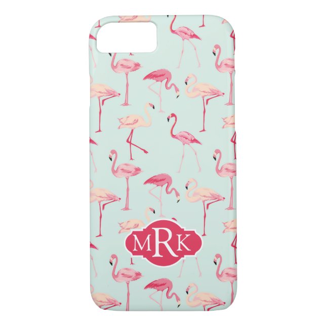Capa Para iPhone, Case-Mate Padrão do Flamingo Retro| Monograma (Verso)