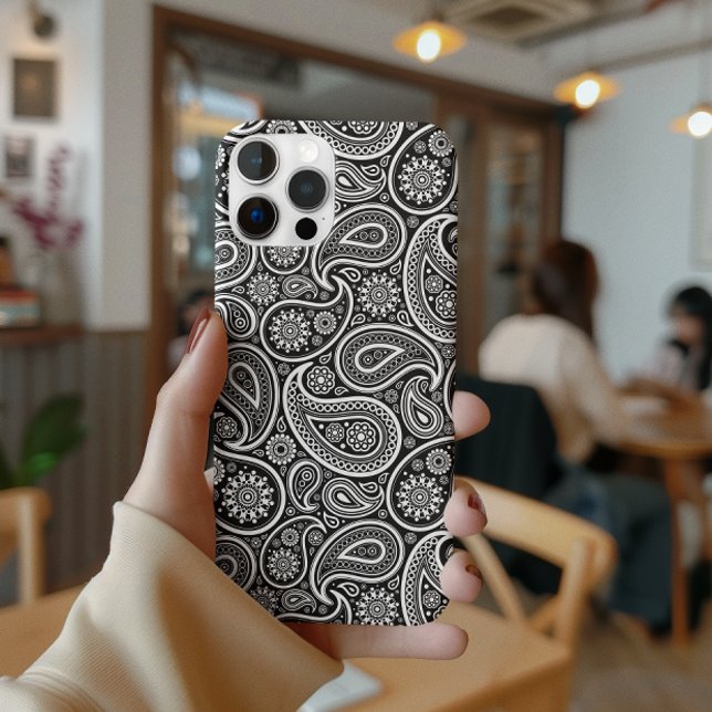 Capa Para iPhone, Case-Mate Padrão do Paisley Retro Preto e Branco (Criador carregado)