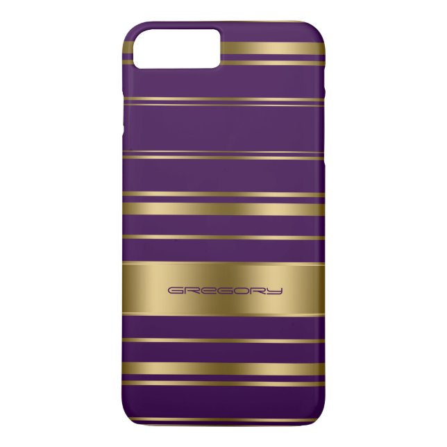 Capa Para iPhone, Case-Mate Padrão Dourado e Roxo Monograma (Verso)