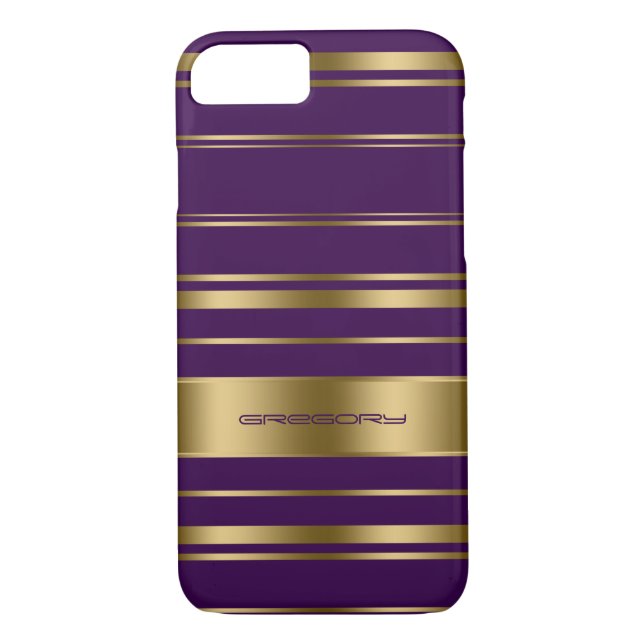Capa Para iPhone, Case-Mate Padrão Dourado e Roxo Monograma (Verso)