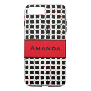 Capa iPhone 8 Plus/7 Plus Padrão Elegante de Trendy Vermelho Branco preto mo