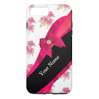 Capa iPhone 8 Plus/7 Plus Padrão floral bonito vermelho-vintage