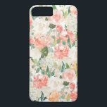 Capa Para iPhone Da Case-Mate Padrão Floral De Aquarela Beleza Feminina<br><div class="desc">Tão feminina, esta bela capa de telefone apresenta um padrão de rosas de aquarela, peônias e várias flores em pêssego, rosa e esbranquiçada com verde esparso.</div>