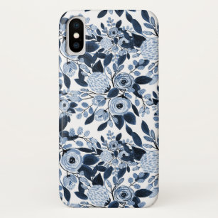 Capa Para iPhone Da Case-Mate Padrão Floral de Cor de Água Azul do Pastel marinh