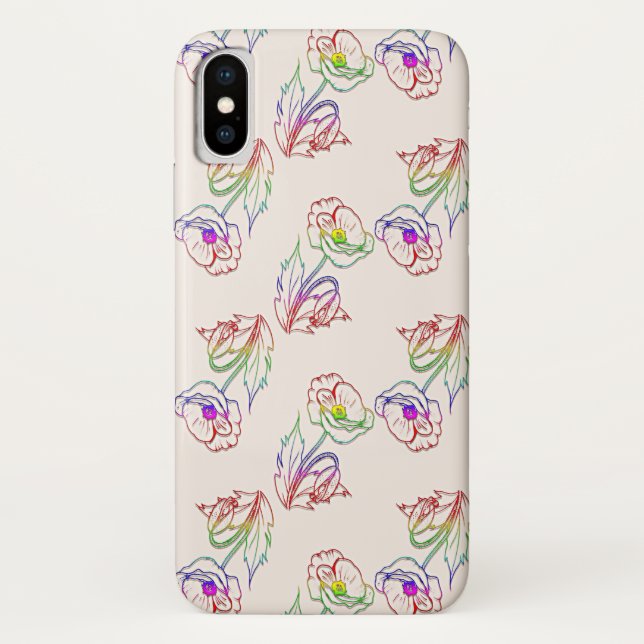 Capa Para iPhone, Case-Mate Padrão floral de desmoronamento. Poppy. (Verso)