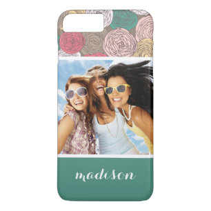 Capa iPhone 8 Plus/7 Plus Padrão floral de Na moda de Foto e Nome Personaliz
