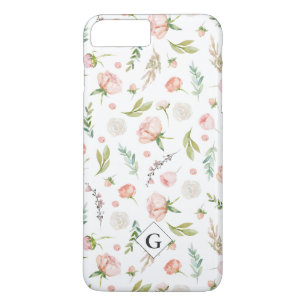 Capa iPhone 8 Plus/7 Plus Padrão Floral de Verão Blush Monograma