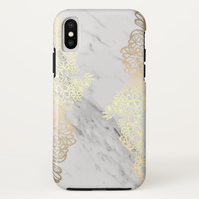 Capa Para iPhone, Case-Mate Padrão Floral do ouro e Marble (Verso)