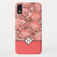 Padrão Floral na moda Coral com qualquer Monograma