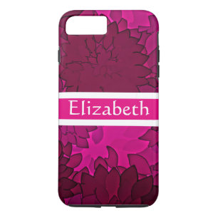 Capa iPhone 8 Plus/7 Plus Padrão Floral Preto Cor-de-Rosa Personalizado