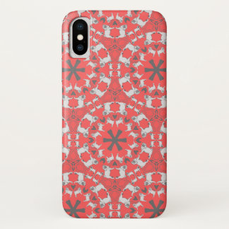 Capa Para iPhone Da Case-Mate Padrão Floral Pug sobre fundo vermelho coral