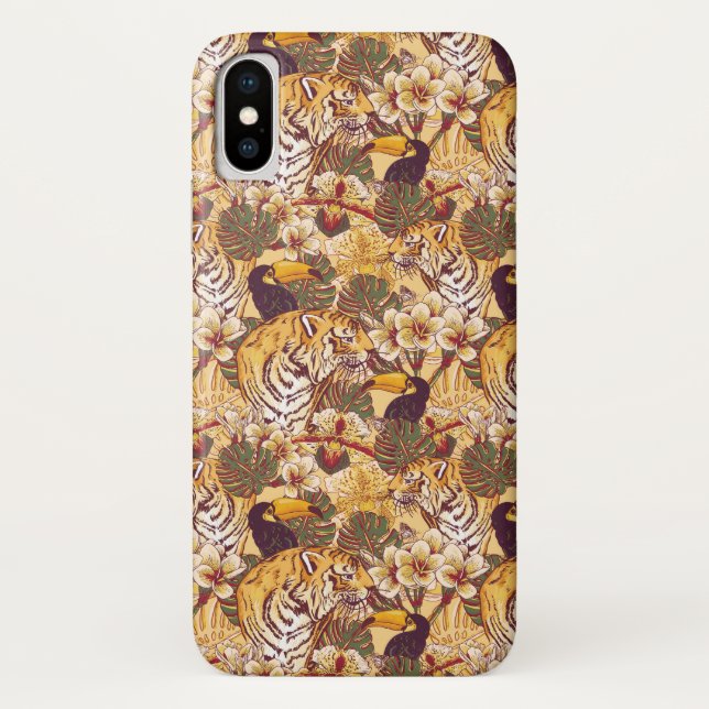 Capa Para iPhone, Case-Mate Padrão Floral Tropical Com Tigre (Verso)