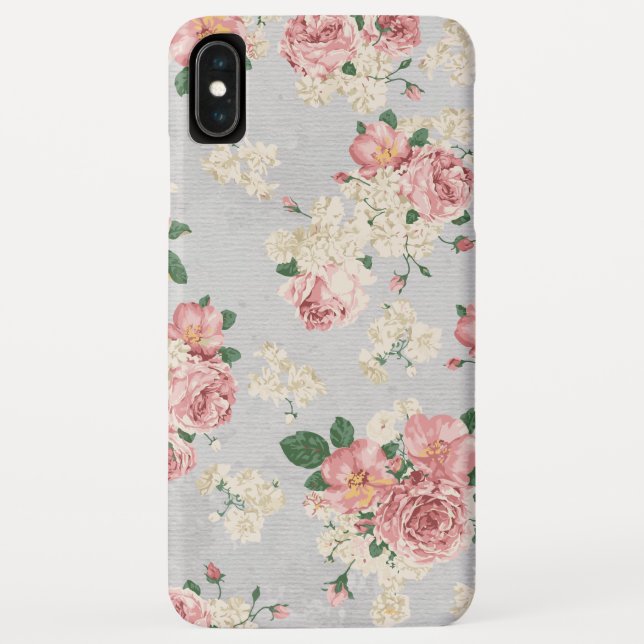 Capa Para iPhone, Case-Mate Padrão Floral Vinage Textura Cinza (Verso)