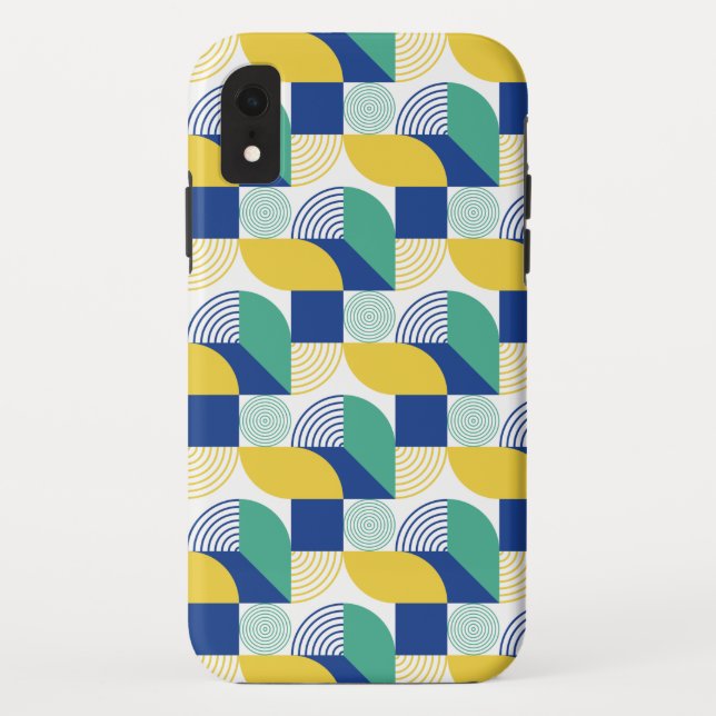 Capa Para iPhone, Case-Mate Padrão Geométrico Abstrato Verde Azul (Verso)