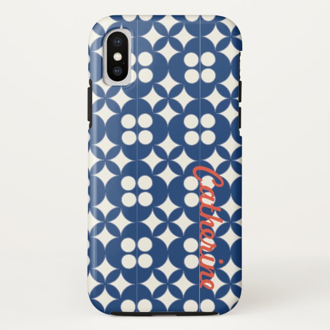 Capa Para iPhone, Case-Mate Padrão Geométrico Azul Personalizado (Verso)