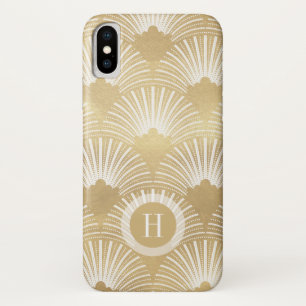 Capa Para iPhone Da Case-Mate Padrão geométrico de Art-deco, em ouro, em branc