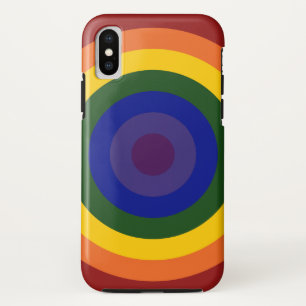 Capa Para iPhone X Padrão Geométrico do Rainbow Bullseye