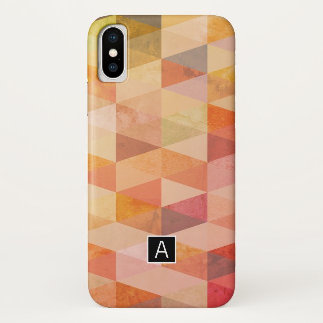 Capa Para iPhone, Case-Mate Padrão Geométrico do Triângulo Suave | Monograma (Verso)