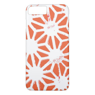 Capa iPhone 8 Plus/7 Plus Padrão geométrico em laranja e branco