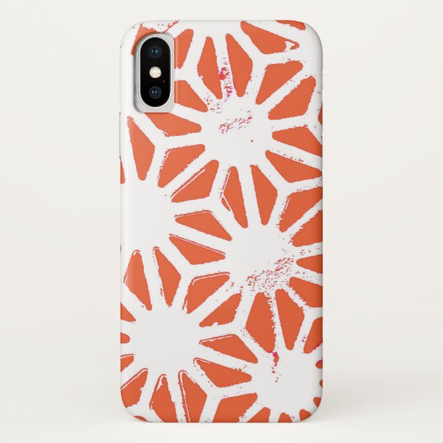 Capa Para iPhone, Case-Mate Padrão geométrico em laranja e branco (Verso)