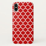 Capa Para iPhone X Padrão luxuoso de latência de Quatrefoil Vermelho<br><div class="desc">Padrão luxuoso de latência de Quatrefoil Vermelho</div>