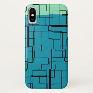 Capa Para iPhone X Padrão Moderno Verde Azul Aqua