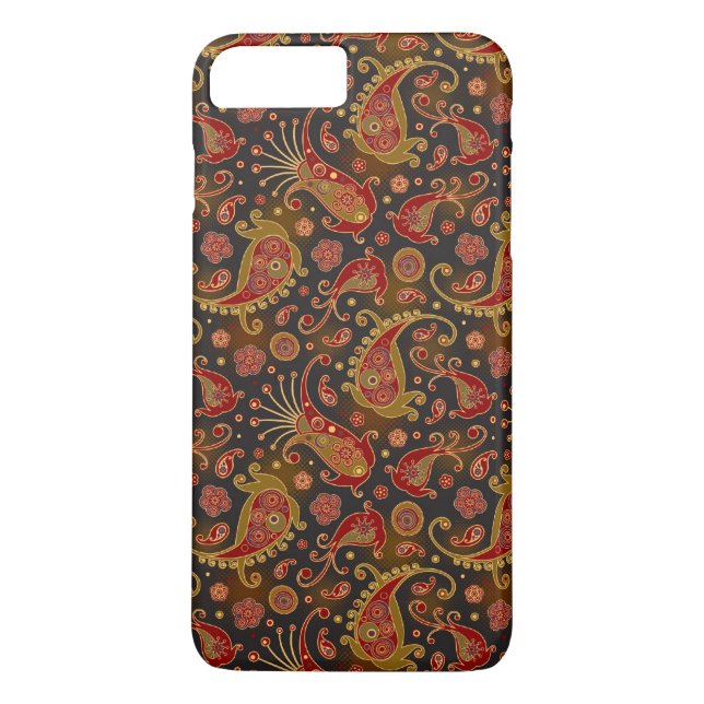 Capa Para iPhone, Case-Mate Padrão Paisley Vermelho Escuro e Dourado (Verso)
