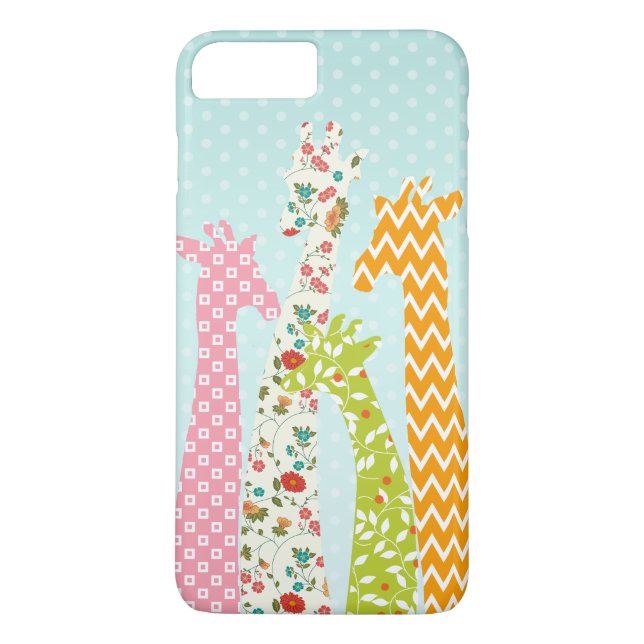 Capa Para iPhone, Case-Mate Padrão Pastel Preenchido 4 Girafas iPhone 7 Plus (Verso)